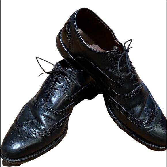 Allen Edmonds McClain Leather Black Wingtip Lace Up Shoe Mens 13 B - Picture 1 of 10